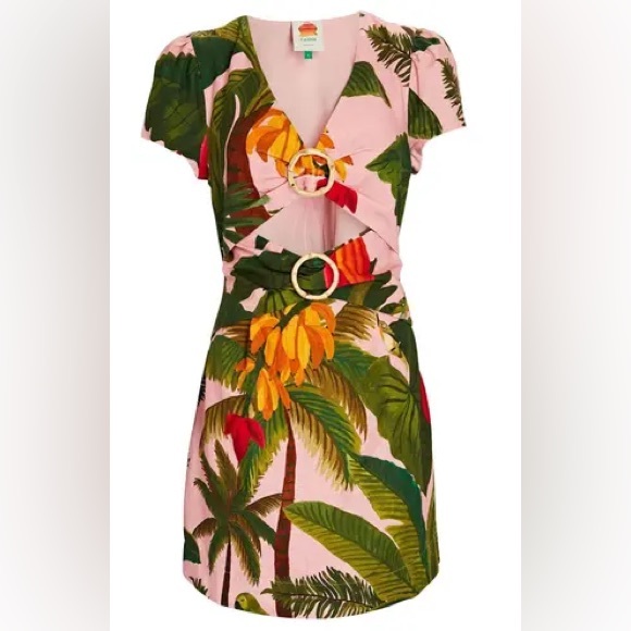 NWT 💕🌴 FARM RIO Pink Cocoa Forest Mini Dress - Picture 4 of 7